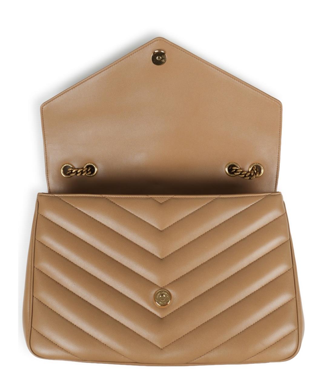 SAINT LAURENT Бежевая кожаная сумка через плечо, фото 4