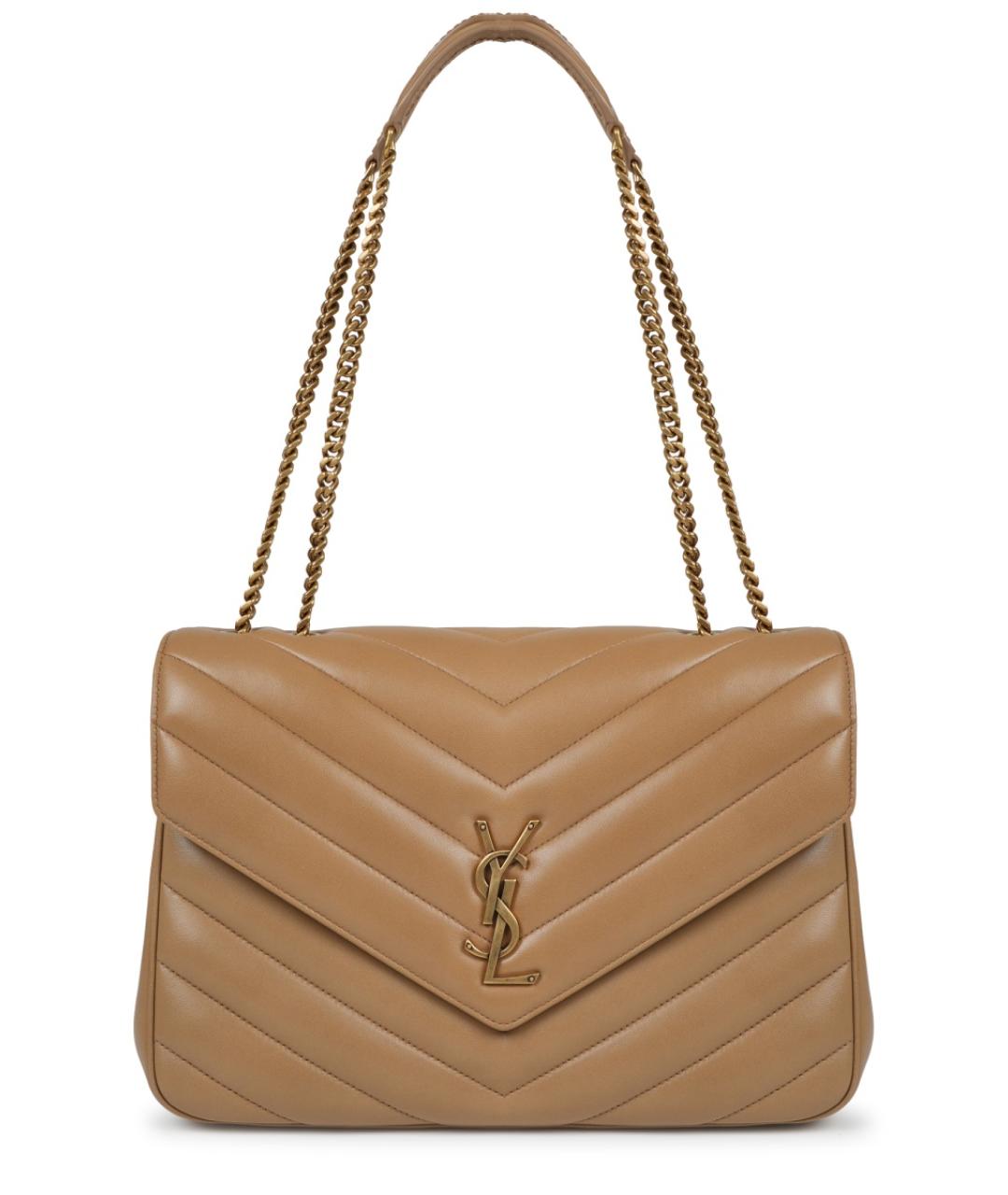 SAINT LAURENT Бежевая кожаная сумка через плечо, фото 1