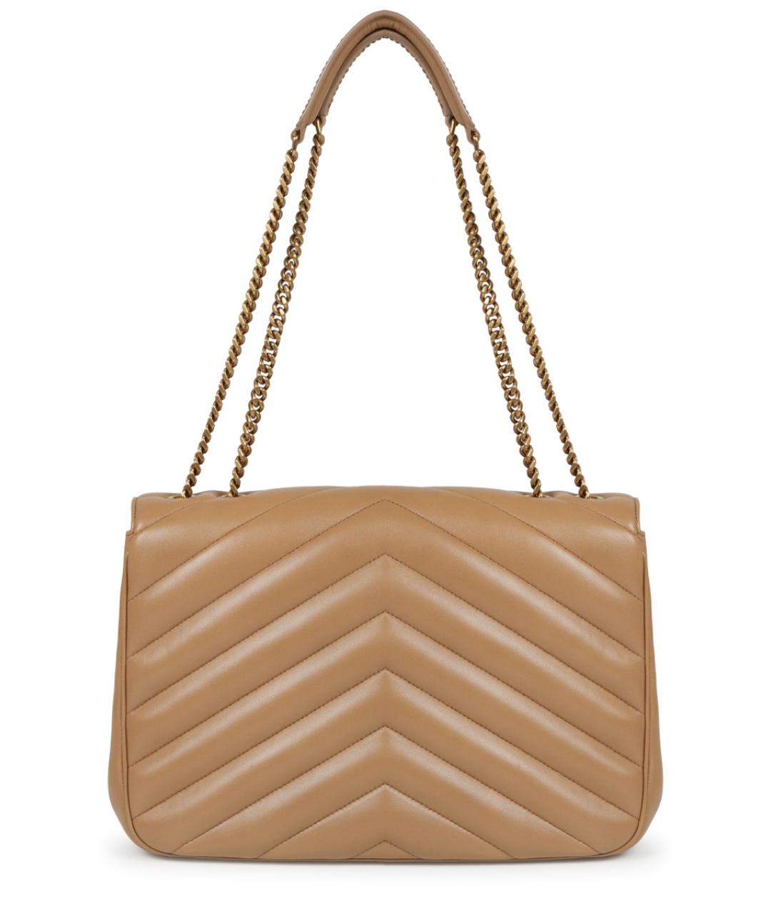 SAINT LAURENT Бежевая кожаная сумка через плечо, фото 3