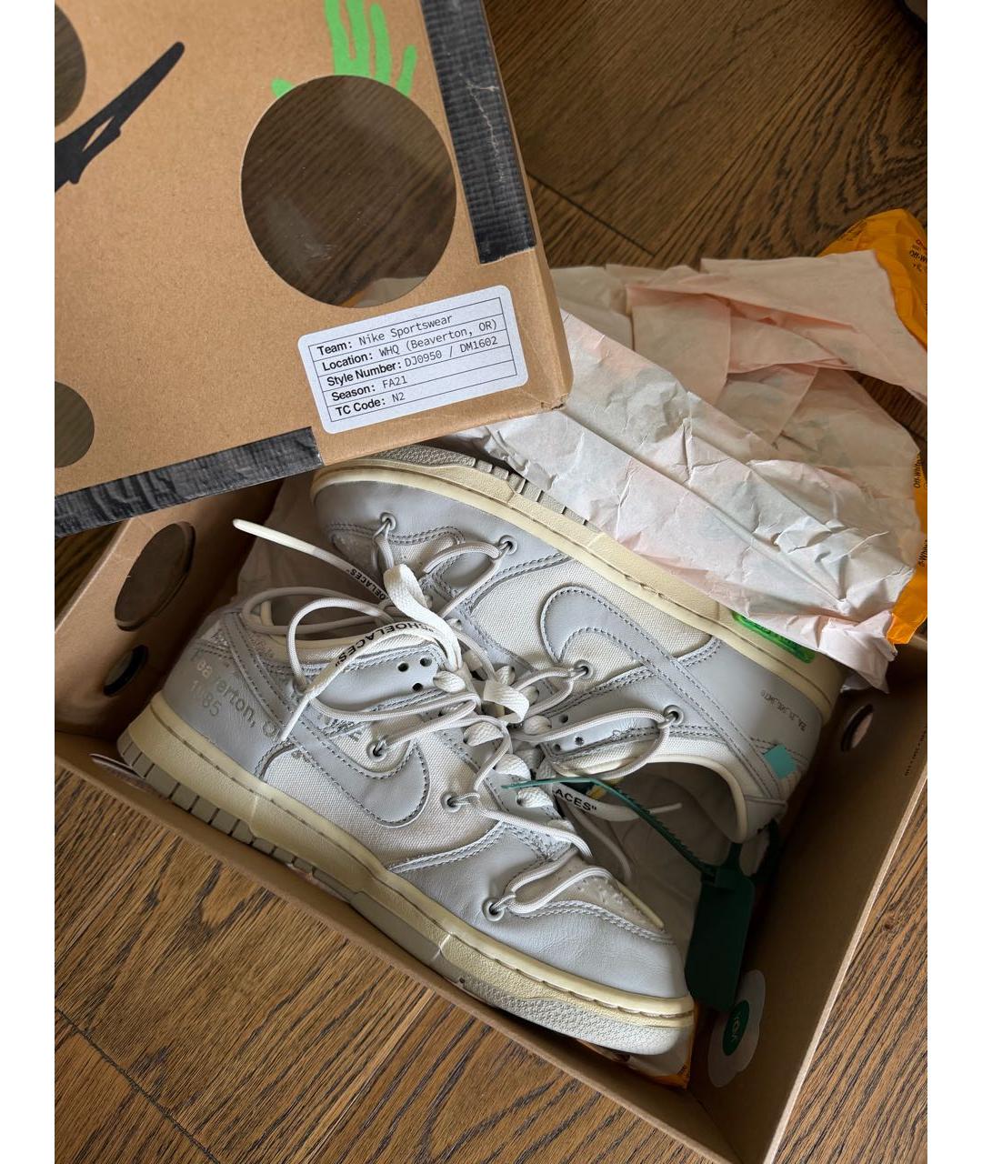 NIKE X OFF-WHITE Серые кожаные кроссовки, фото 7