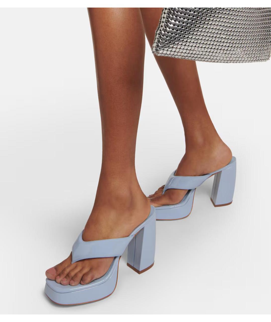 GIABORGHINI Голубые сабо из лакированной кожи, фото 3