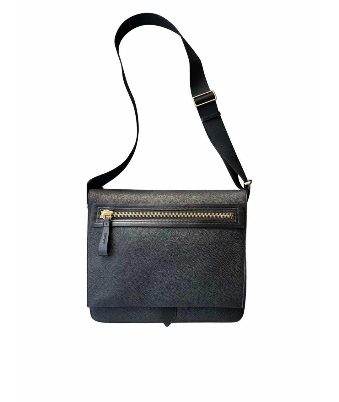 TOM FORD Черная кожаная сумка на плечо, фото 1