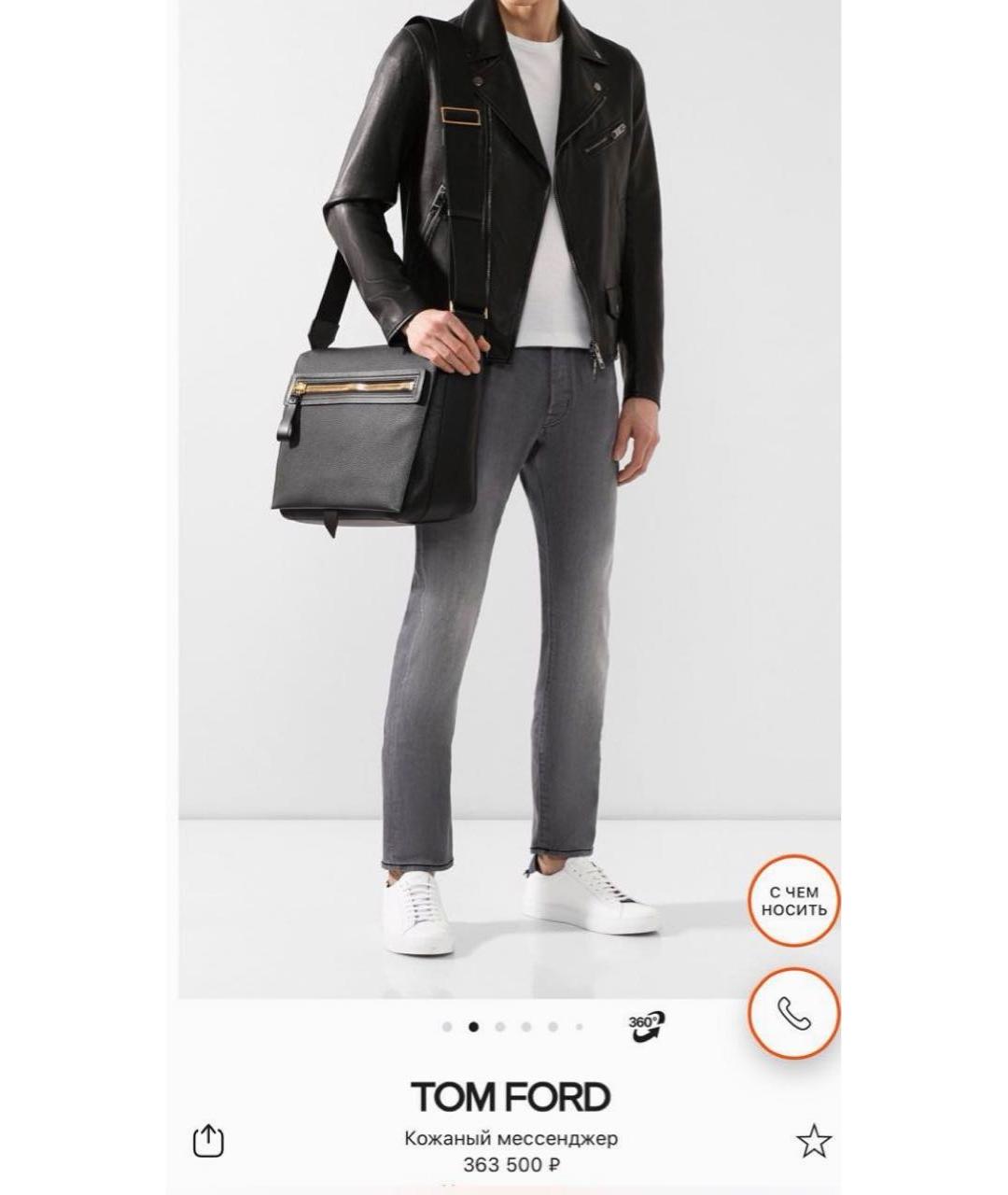 TOM FORD Черная кожаная сумка на плечо, фото 4