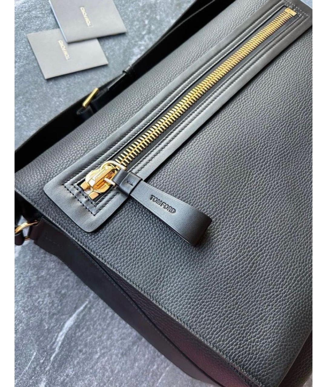 TOM FORD Черная кожаная сумка на плечо, фото 2