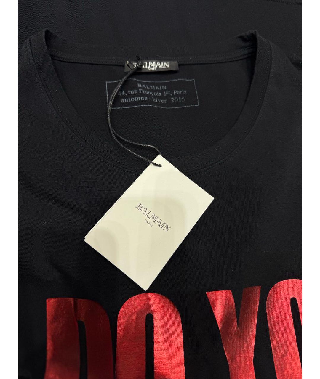 BALMAIN Черная хлопковая футболка, фото 4