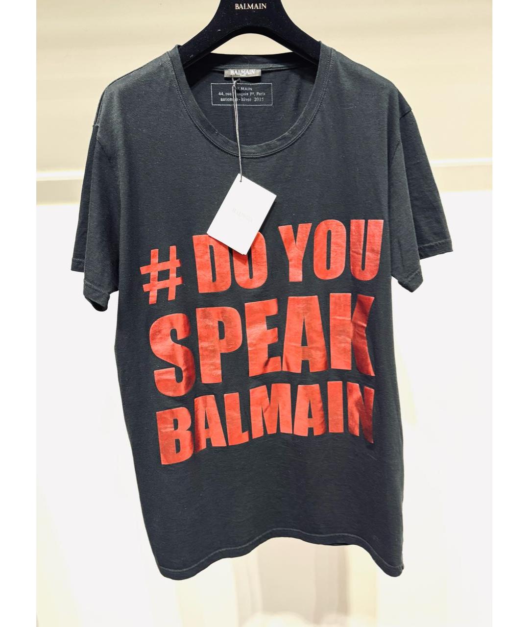 BALMAIN Черная хлопковая футболка, фото 3