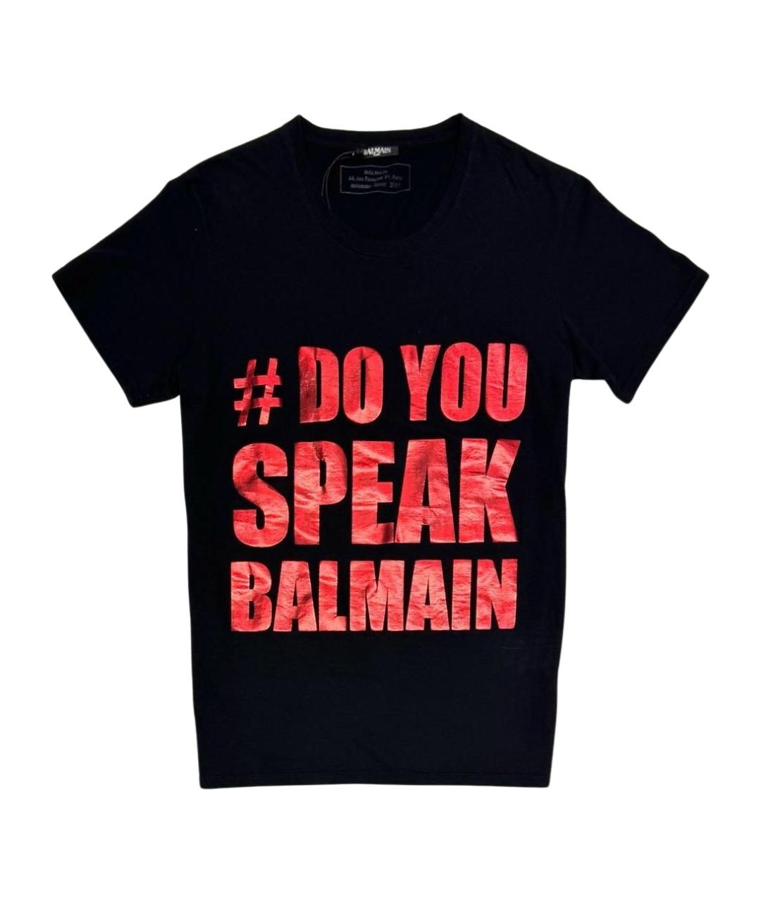 BALMAIN Черная хлопковая футболка, фото 1