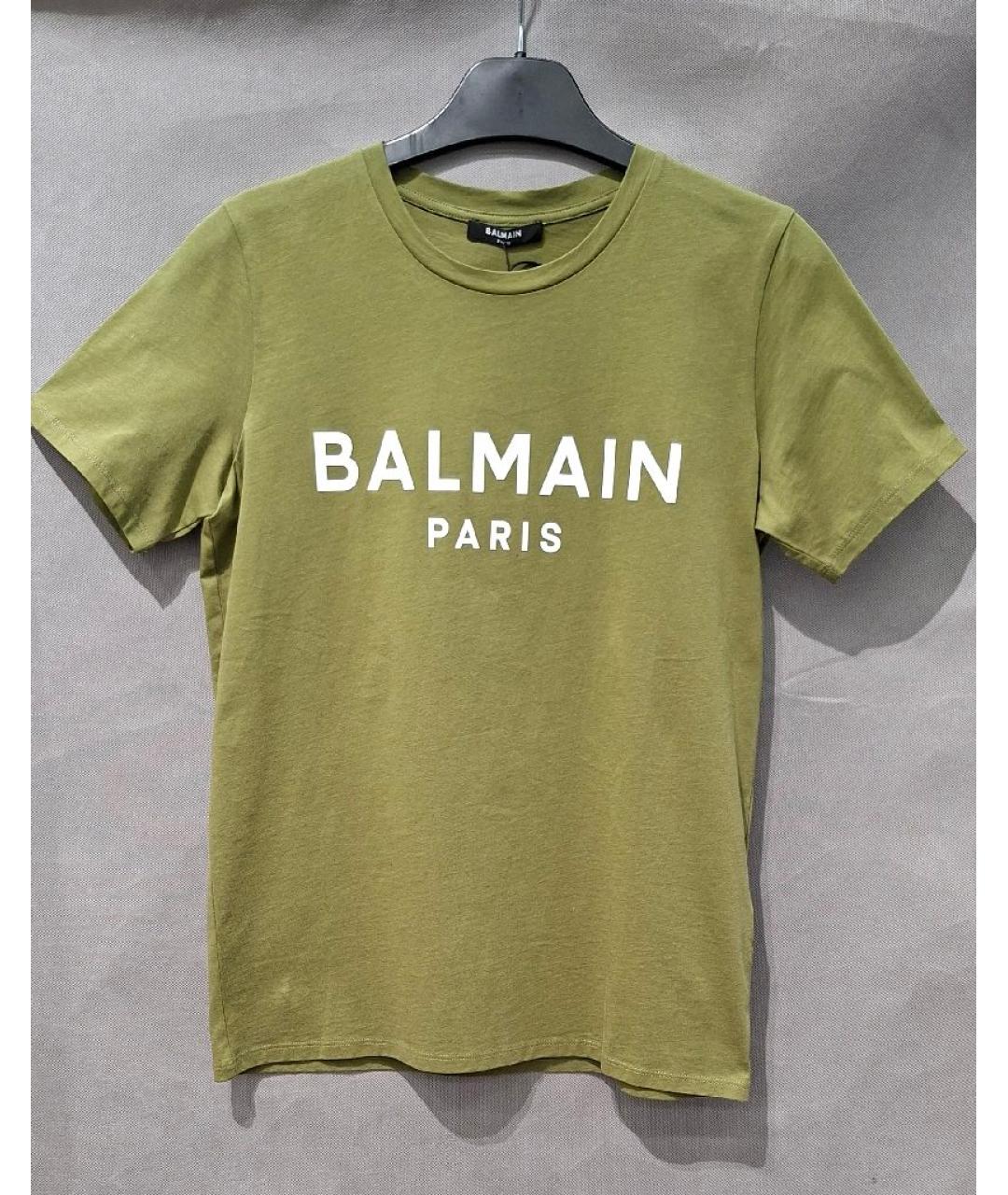 BALMAIN Зеленая хлопковая футболка, фото 7
