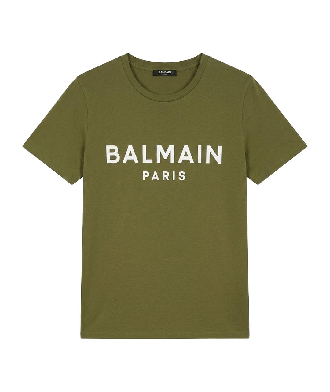 BALMAIN Зеленая хлопковая футболка, фото 1