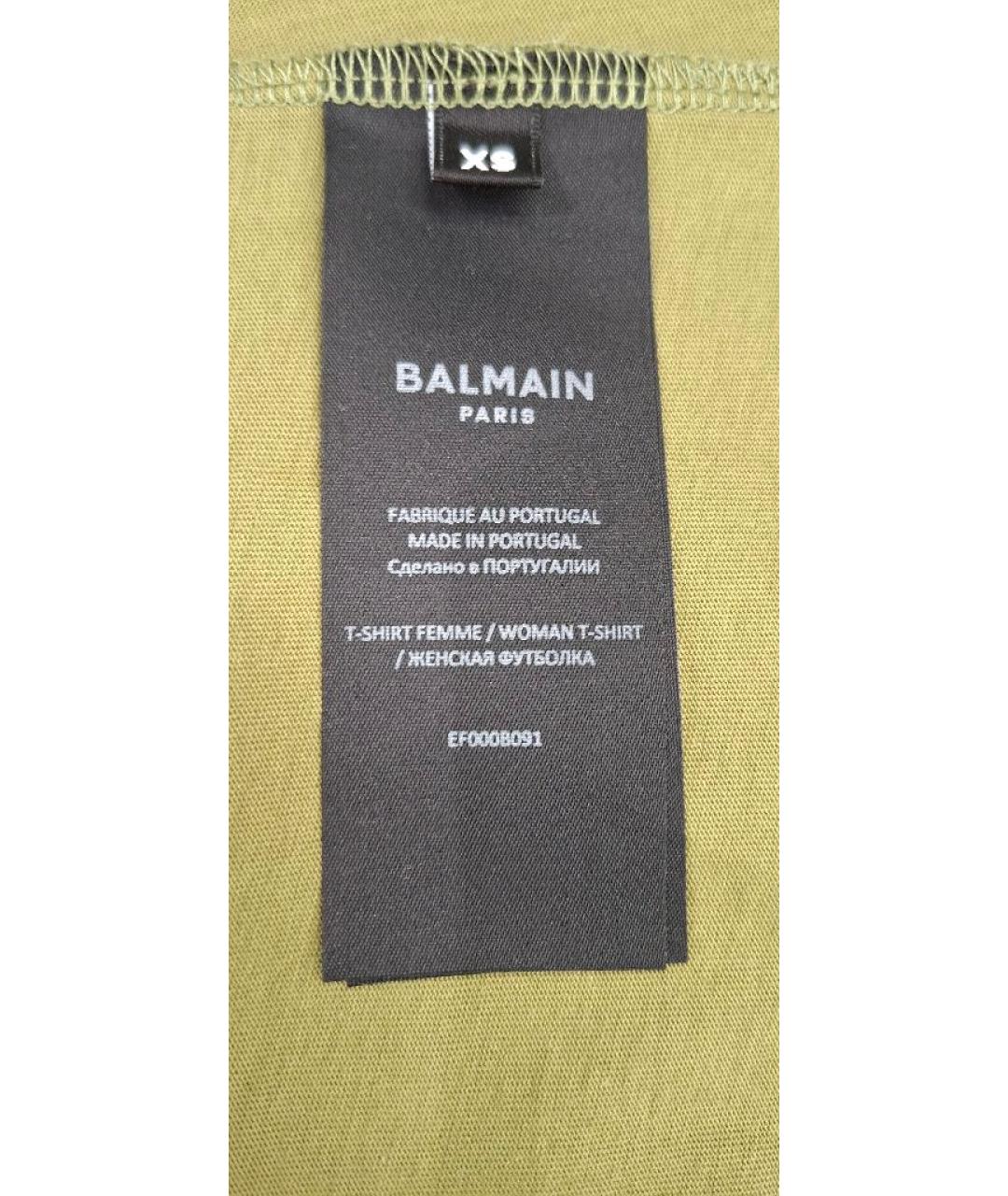 BALMAIN Зеленая хлопковая футболка, фото 5