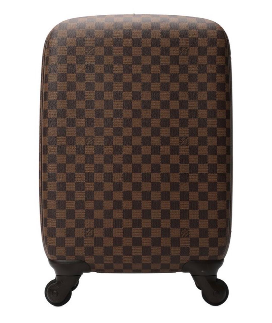 LOUIS VUITTON Коричневый кожаный чемодан, фото 9