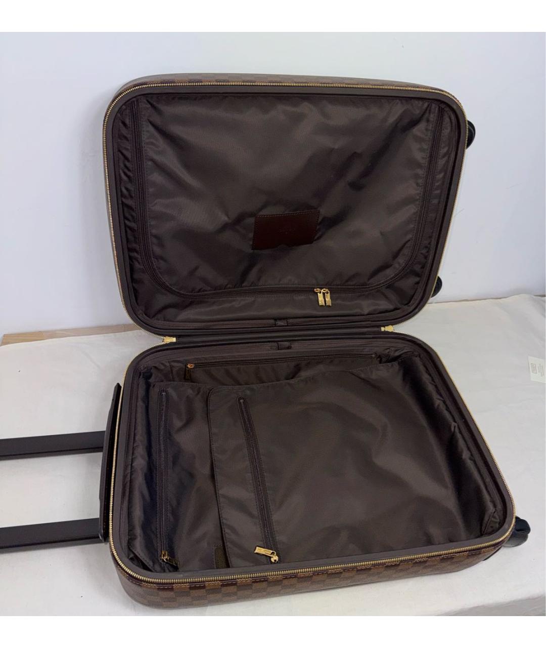 LOUIS VUITTON Коричневый кожаный чемодан, фото 7