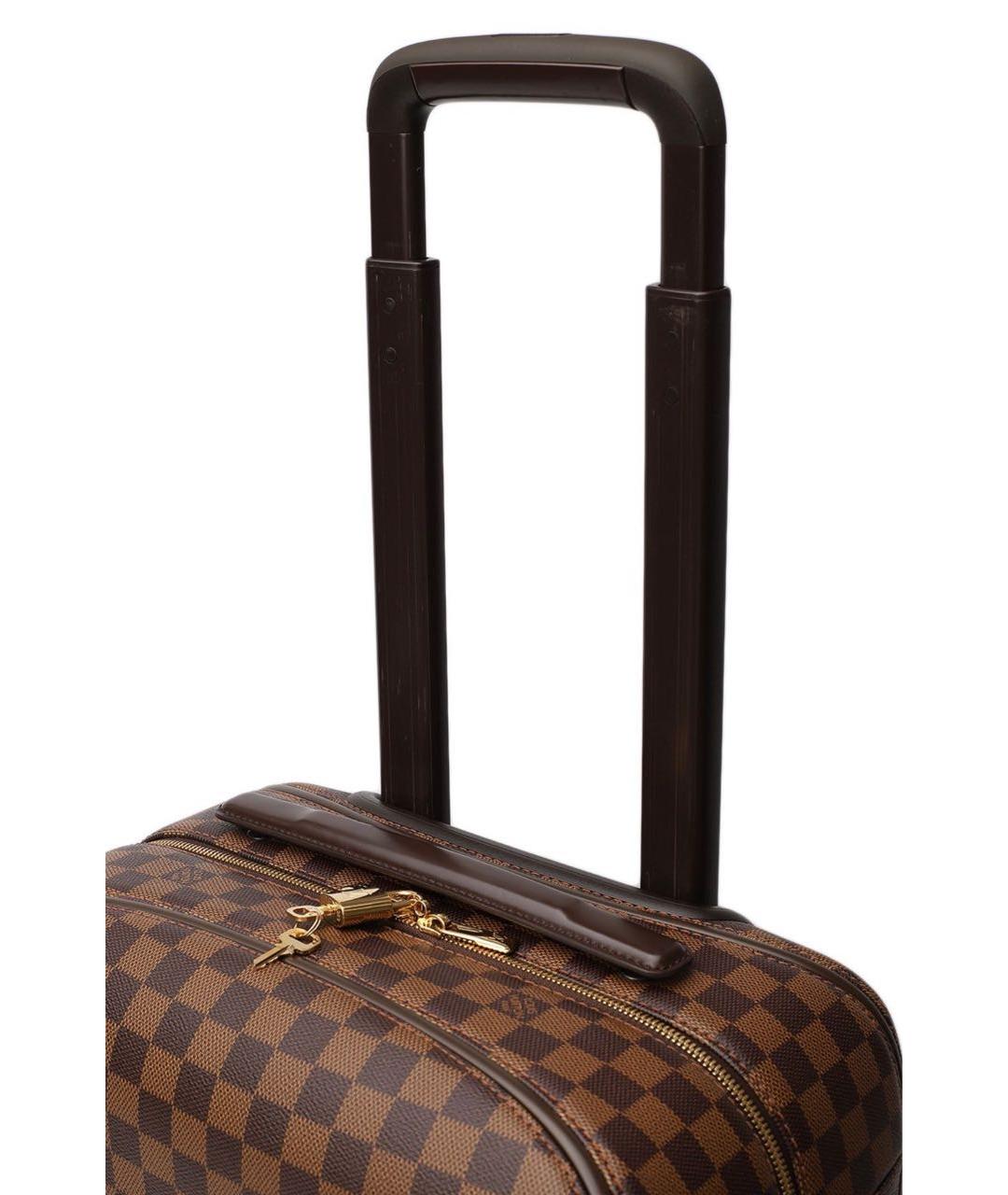 LOUIS VUITTON Коричневый кожаный чемодан, фото 3