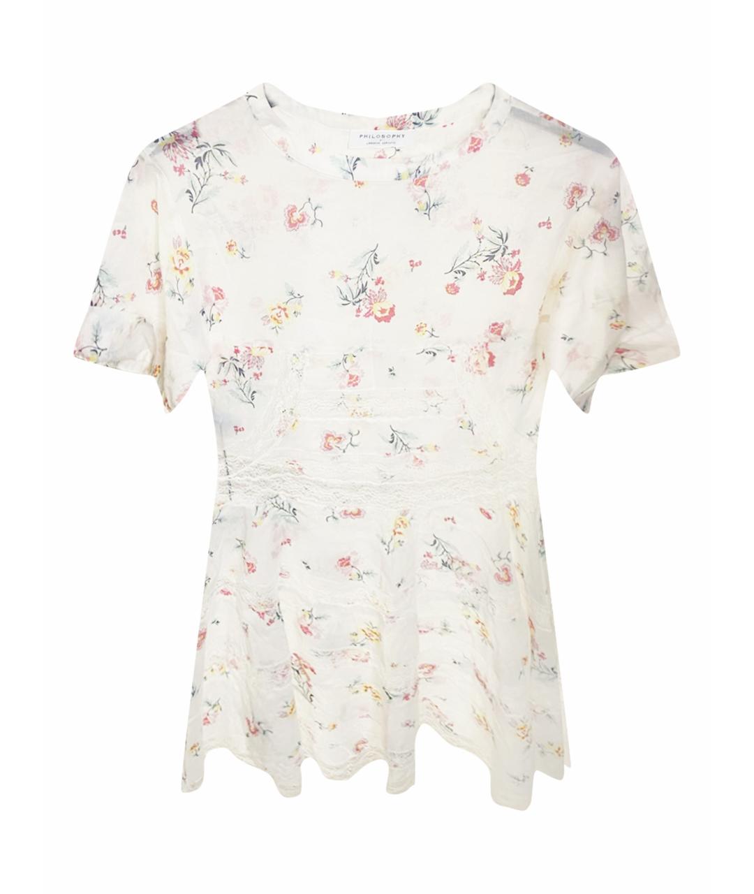 PHILOSOPHY DI LORENZO SERAFINI Белое хлопковое повседневное платье, фото 1