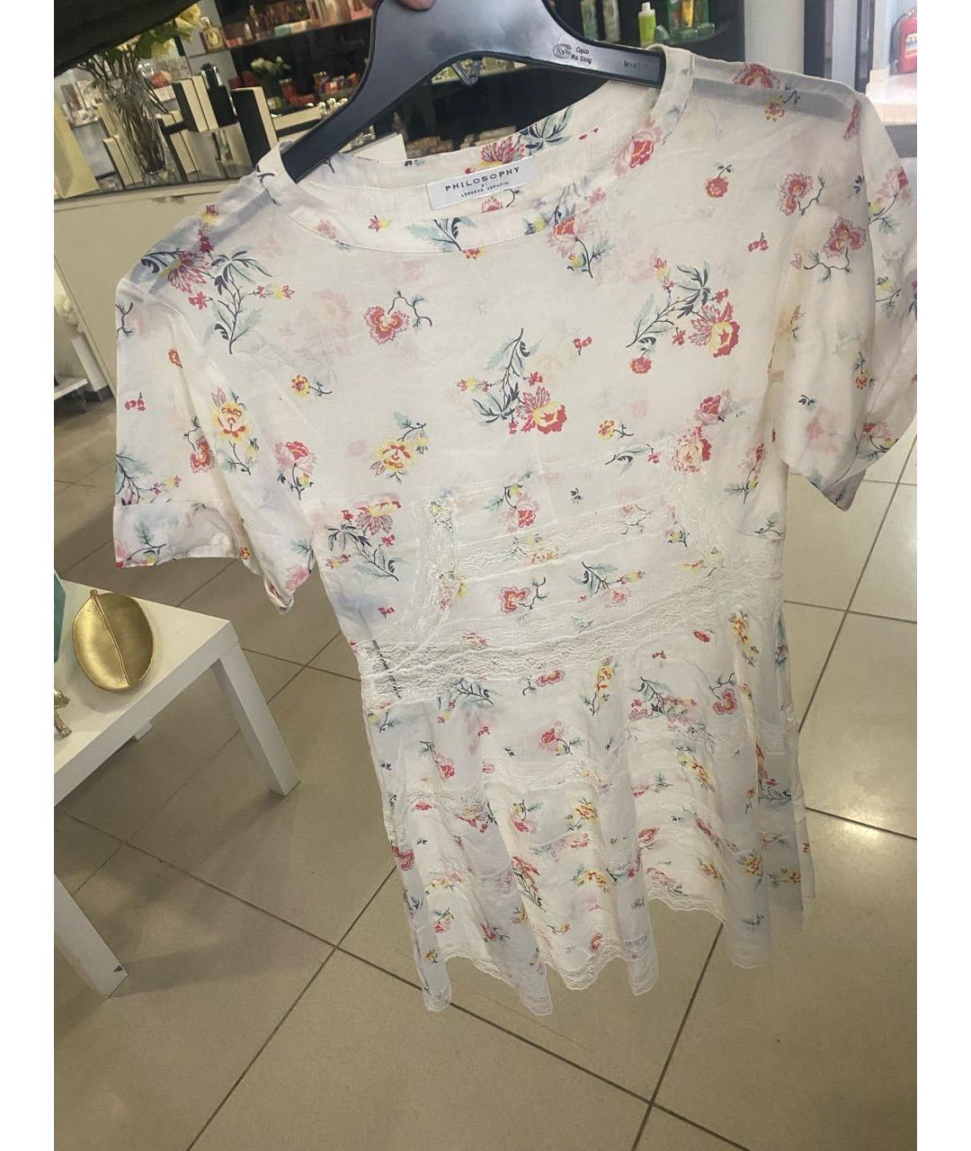 PHILOSOPHY DI LORENZO SERAFINI Белое хлопковое повседневное платье, фото 7