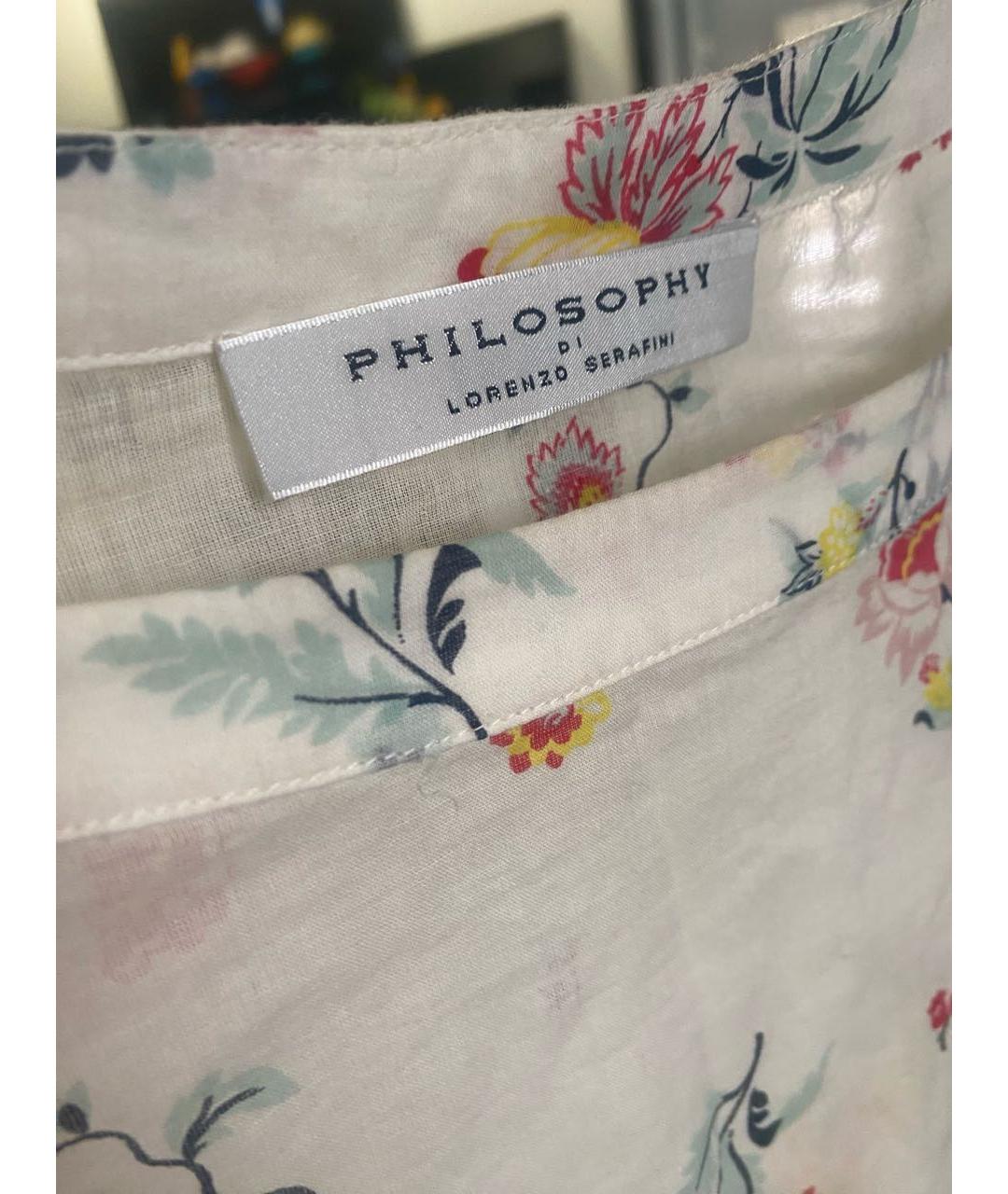 PHILOSOPHY DI LORENZO SERAFINI Белое хлопковое повседневное платье, фото 3