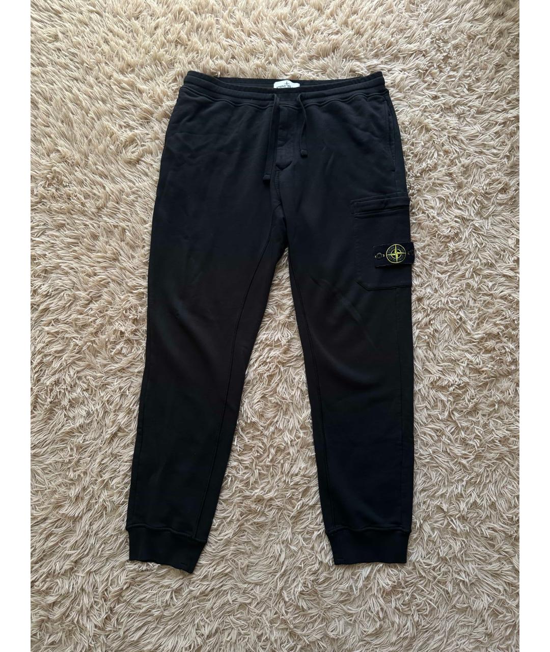 STONE ISLAND Черные хлопковые повседневные брюки, фото 5