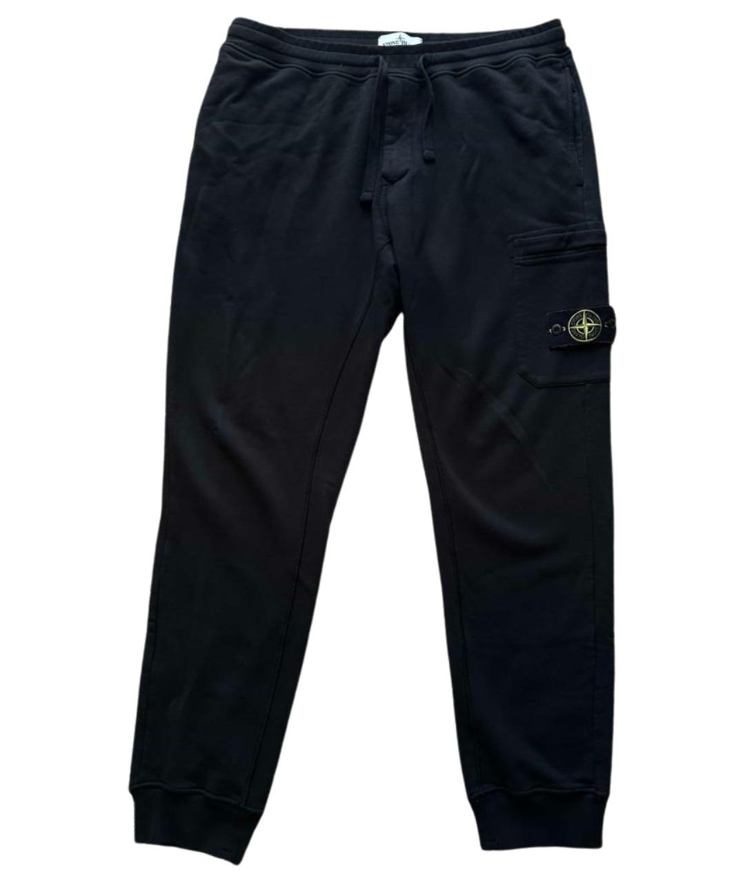 STONE ISLAND Черные хлопковые повседневные брюки, фото 1