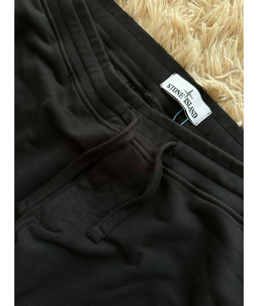 STONE ISLAND Черные хлопковые повседневные брюки, фото 3