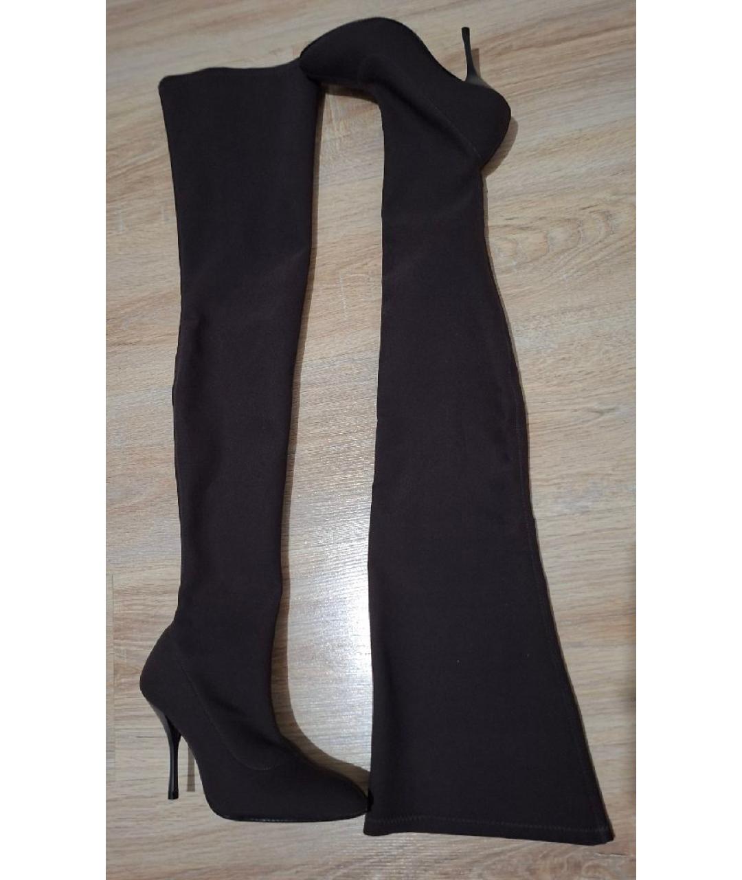 STUART WEITZMAN Антрацитовые текстильные ботфорты, фото 3