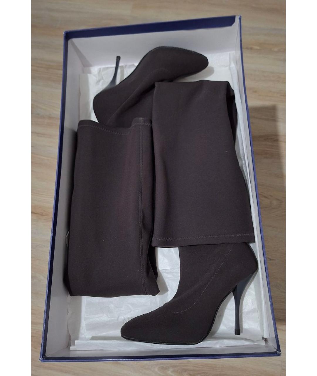 STUART WEITZMAN Антрацитовые текстильные ботфорты, фото 6