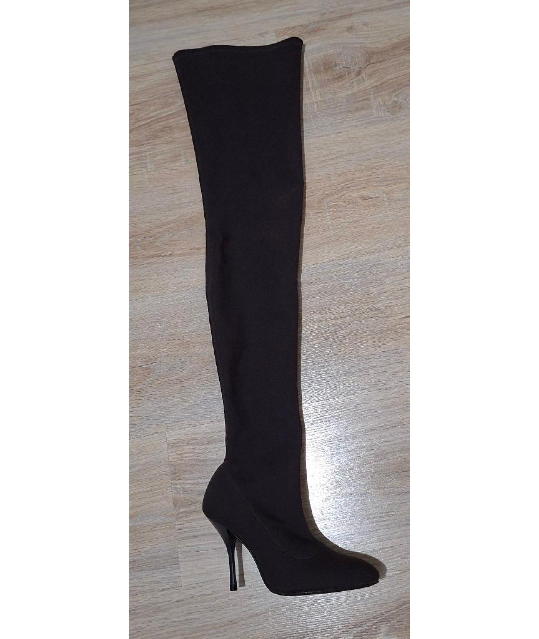 STUART WEITZMAN Антрацитовые текстильные ботфорты, фото 7