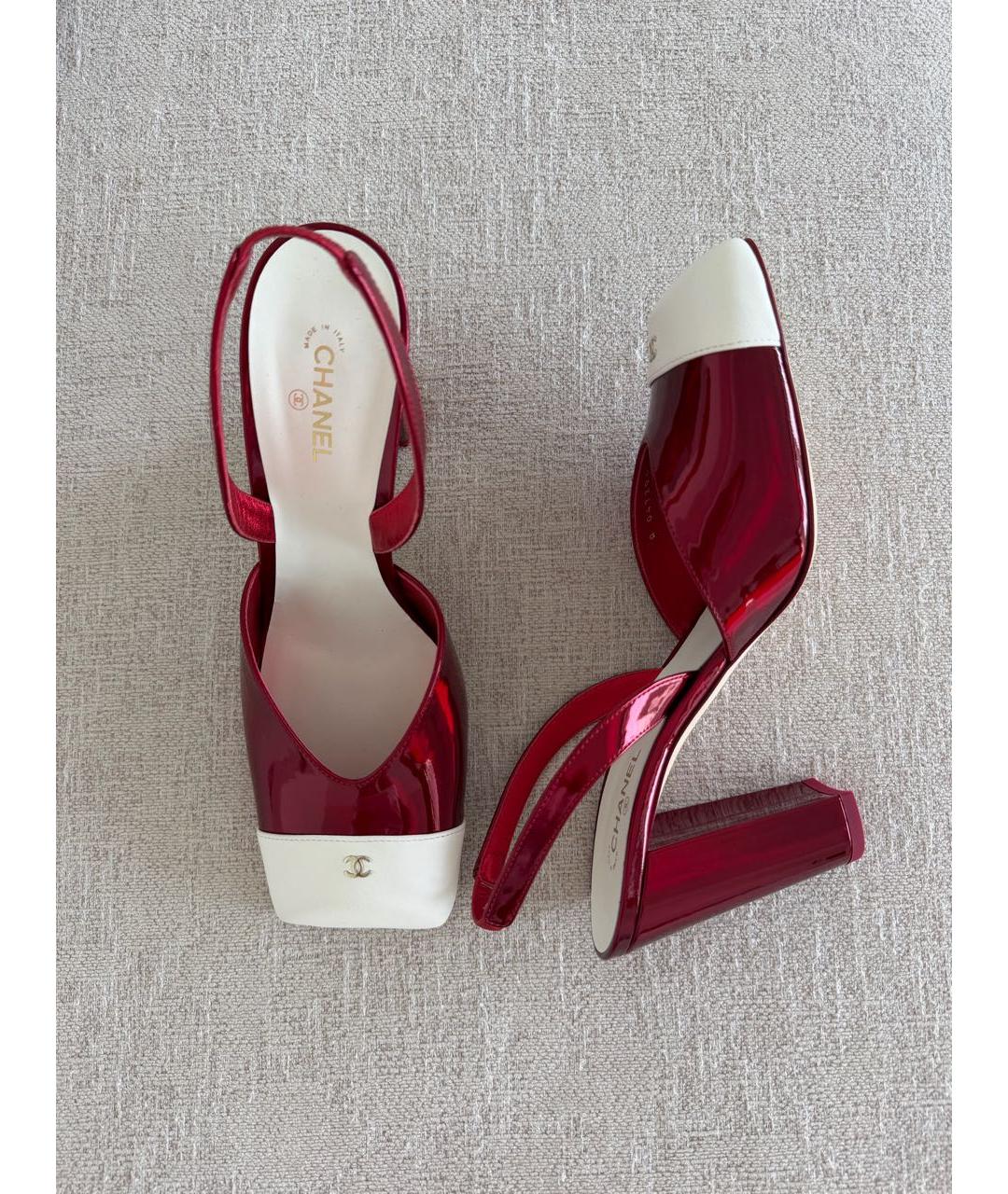CHANEL Красные кожаные туфли, фото 4