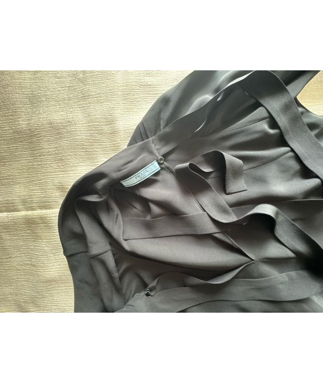PRADA Черная шелковая блузы, фото 3