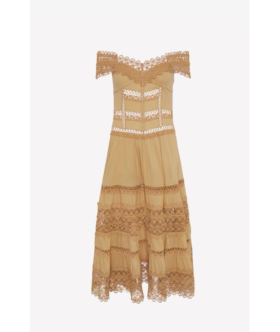 CHARO RUIZ Горчичное хлопковое повседневное платье, фото 4