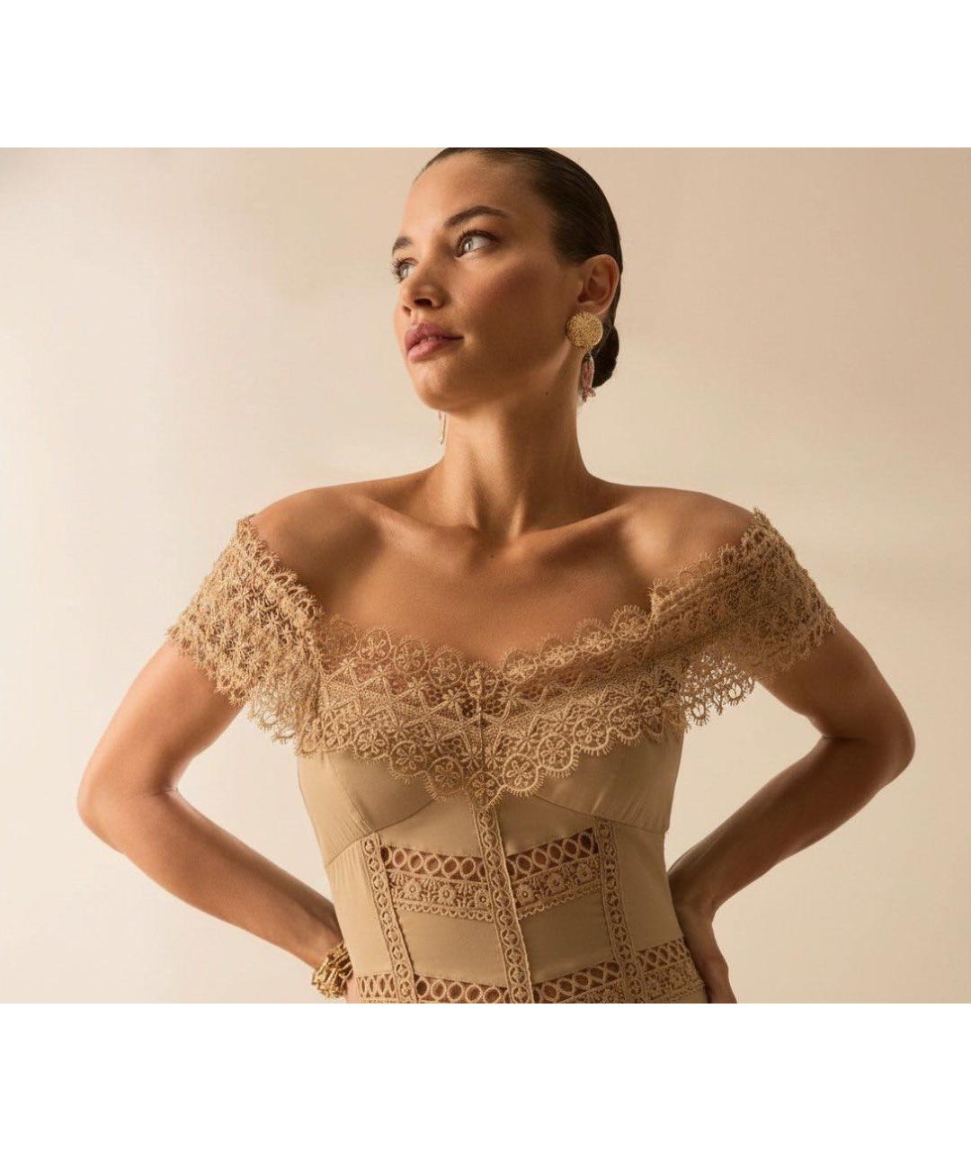 CHARO RUIZ Горчичное хлопковое повседневное платье, фото 3