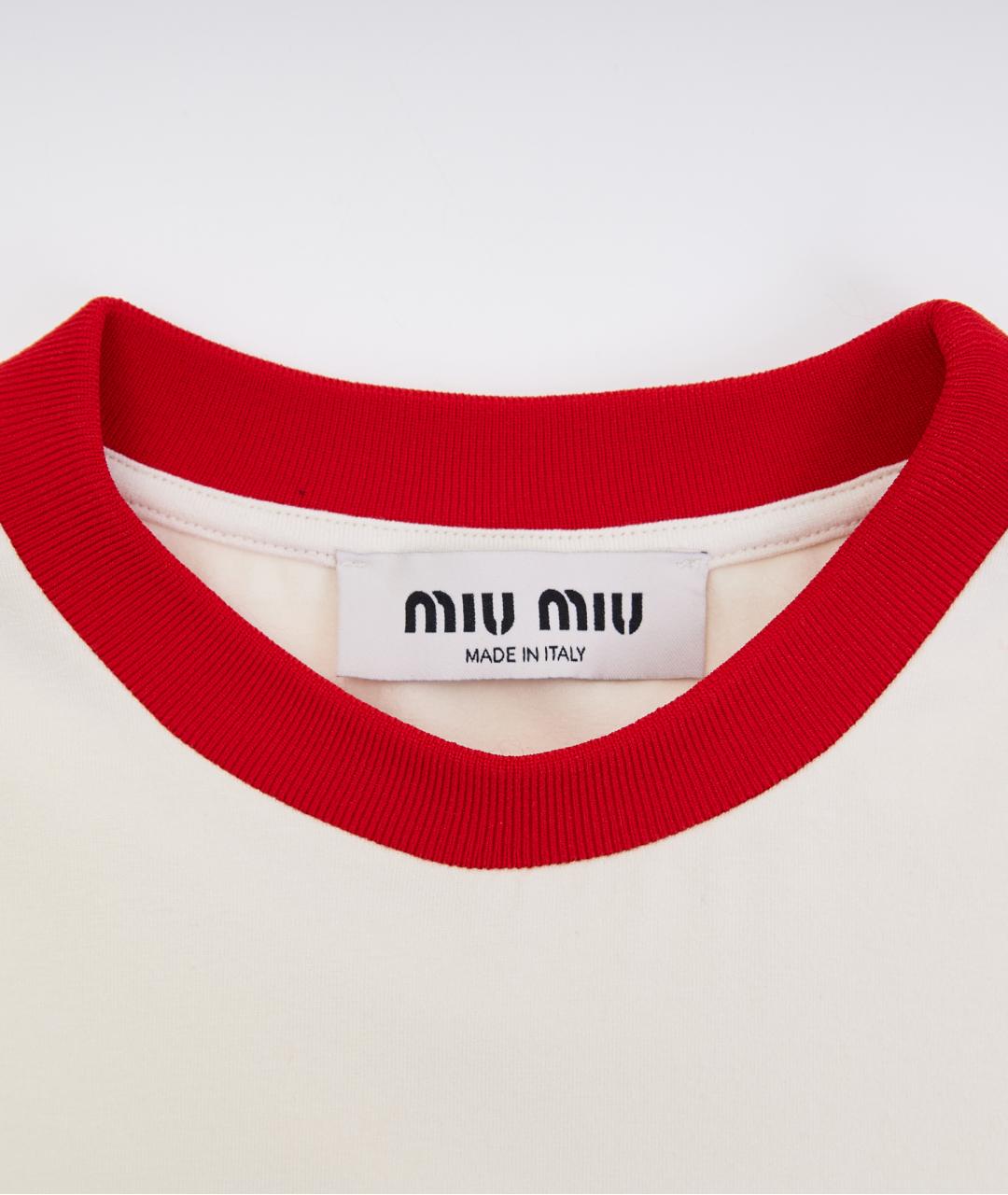 MIU MIU Бежевая хлопковая футболка, фото 3