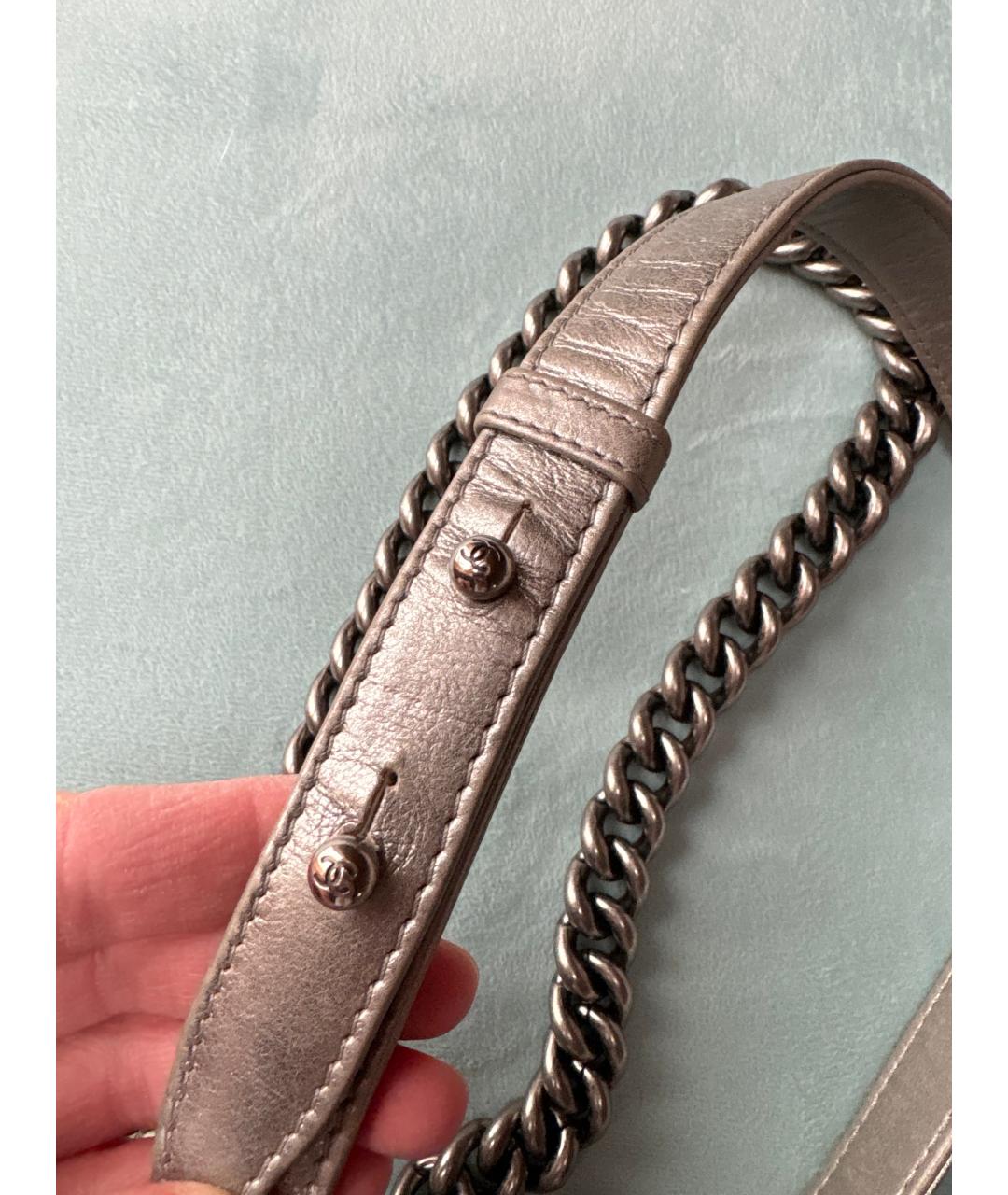 CHANEL Серебряная кожаная сумка через плечо, фото 5
