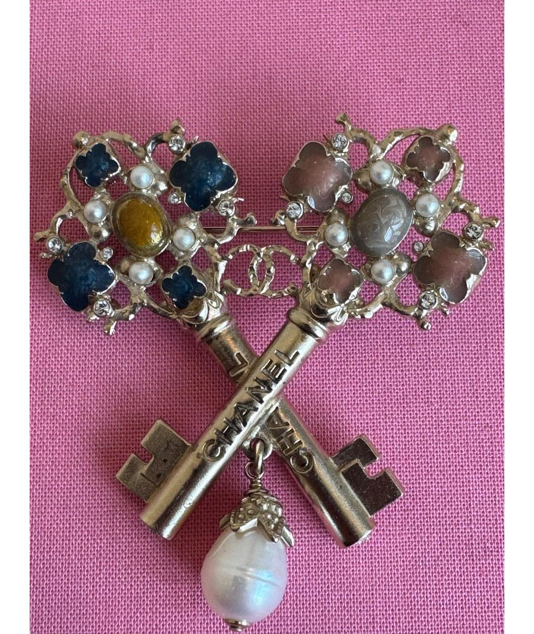 CHANEL Серебряная металлическая булавка / брошь, фото 3