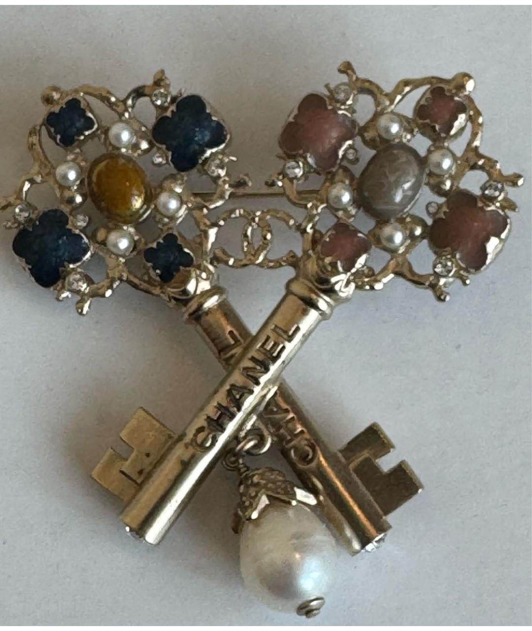 CHANEL Серебряная металлическая булавка / брошь, фото 5