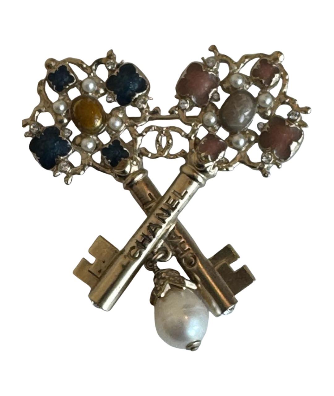 CHANEL Серебряная металлическая булавка / брошь, фото 1