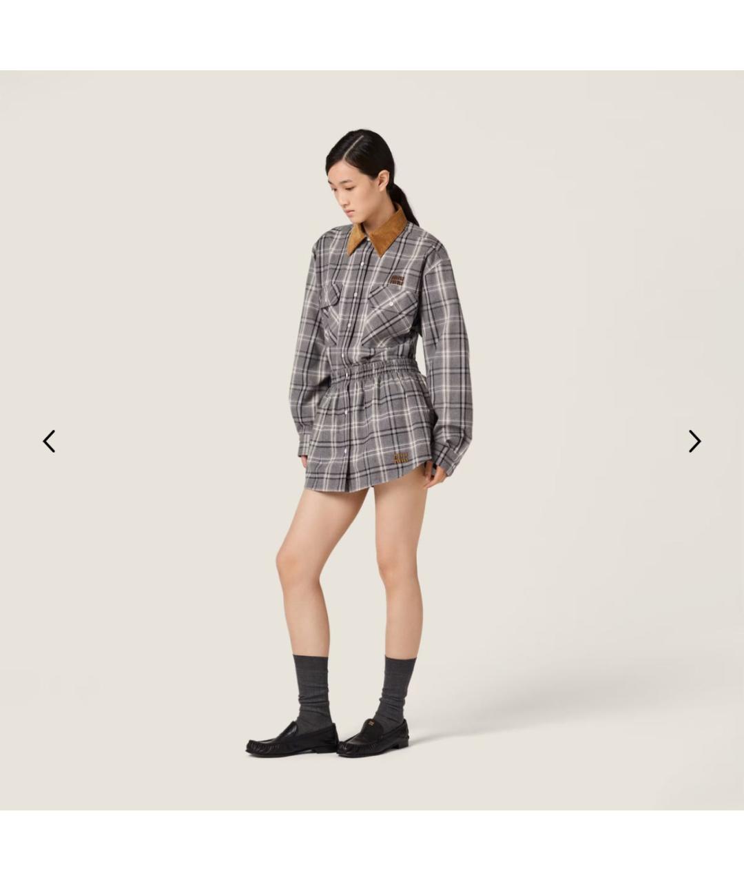 MIU MIU Серая хлопковая рубашка, фото 2