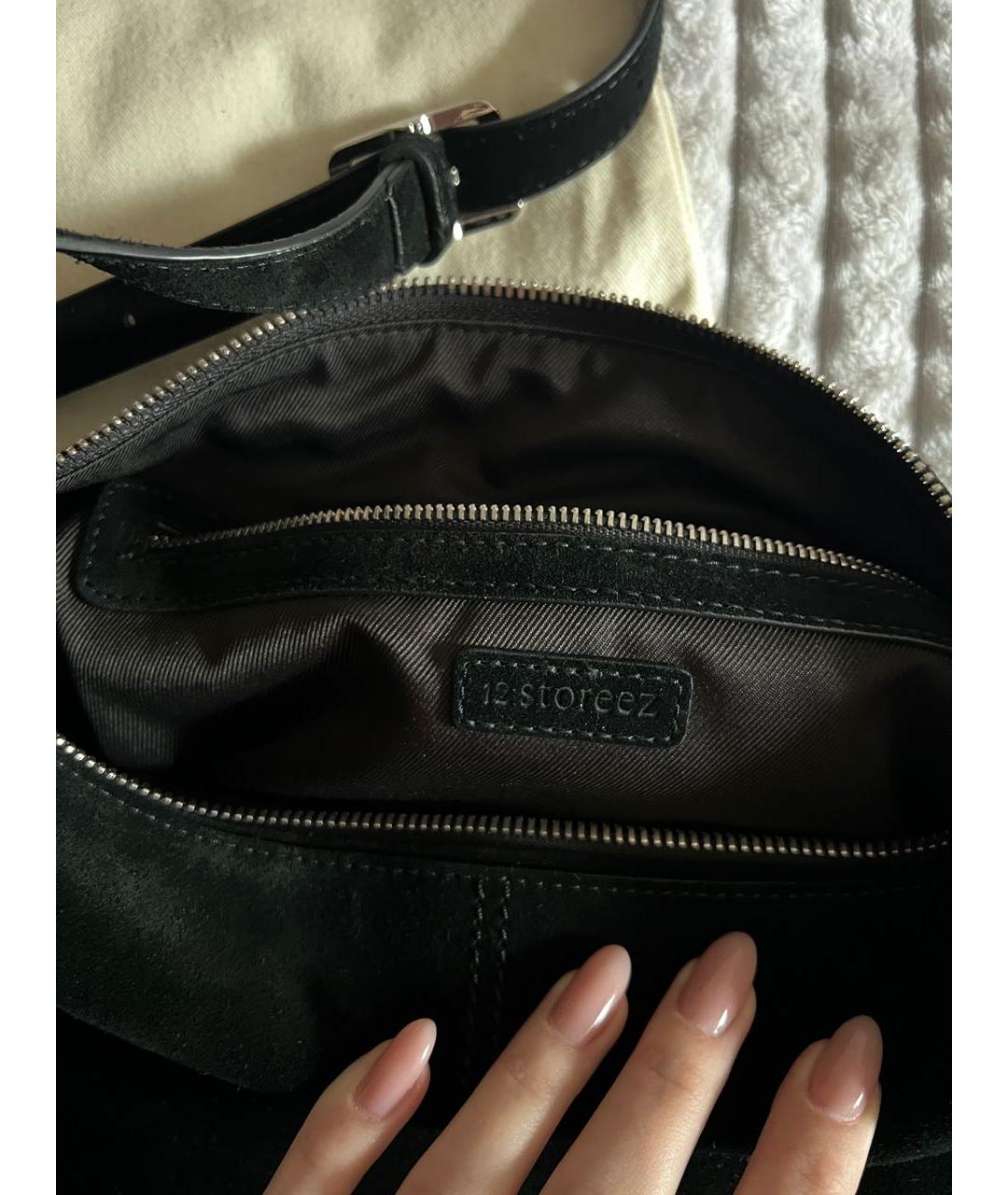 12 STOREEZ Черная замшевая сумка с короткими ручками, фото 3
