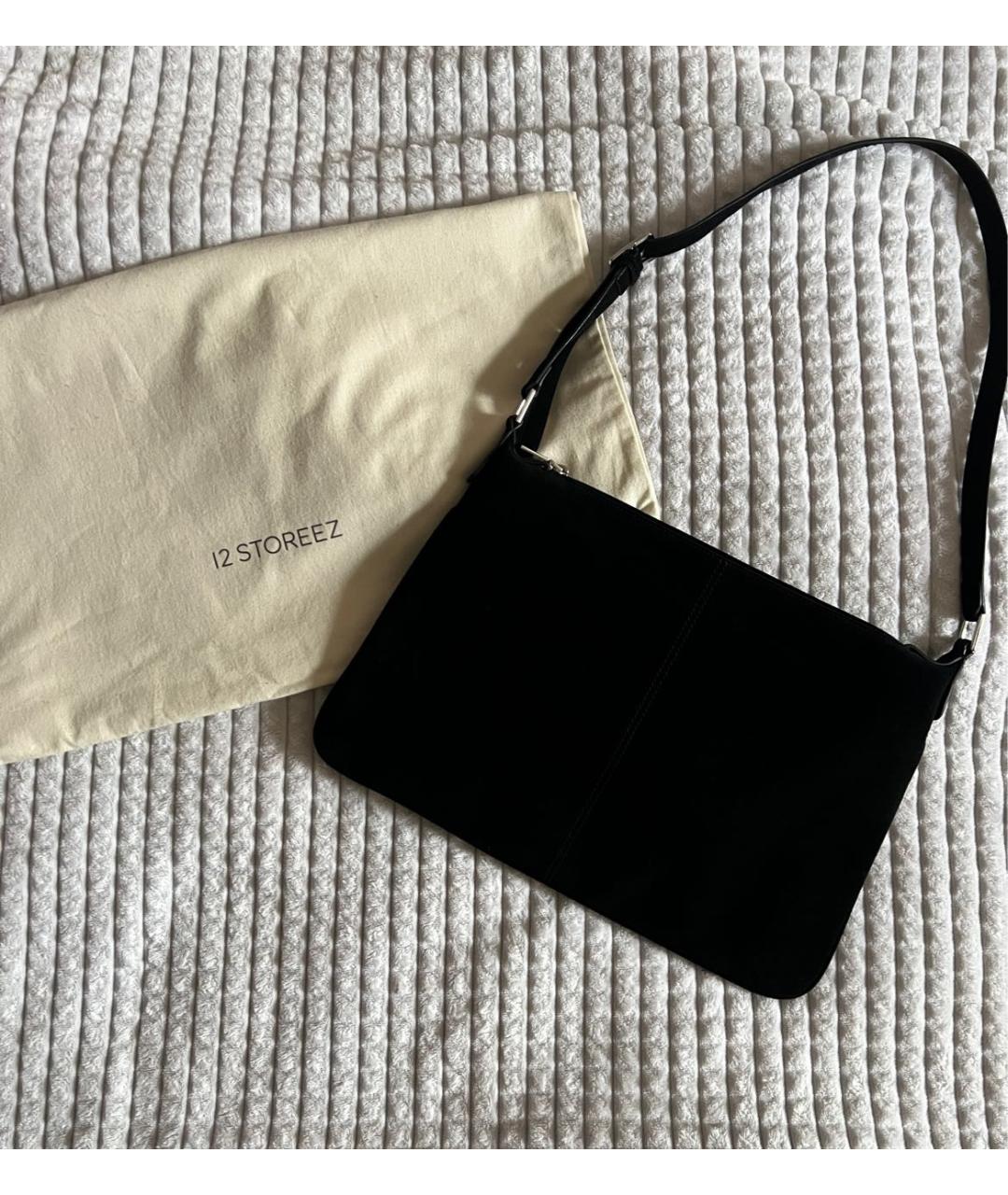 12 STOREEZ Черная замшевая сумка с короткими ручками, фото 4