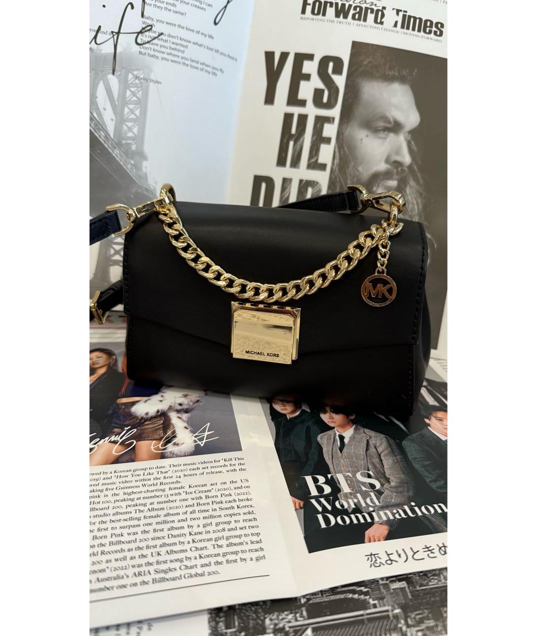 MICHAEL KORS Черная кожаная сумка через плечо, фото 2