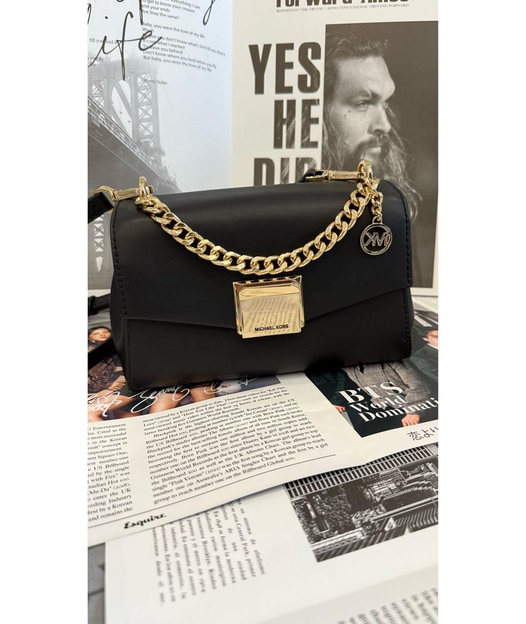 MICHAEL KORS Черная кожаная сумка через плечо, фото 8