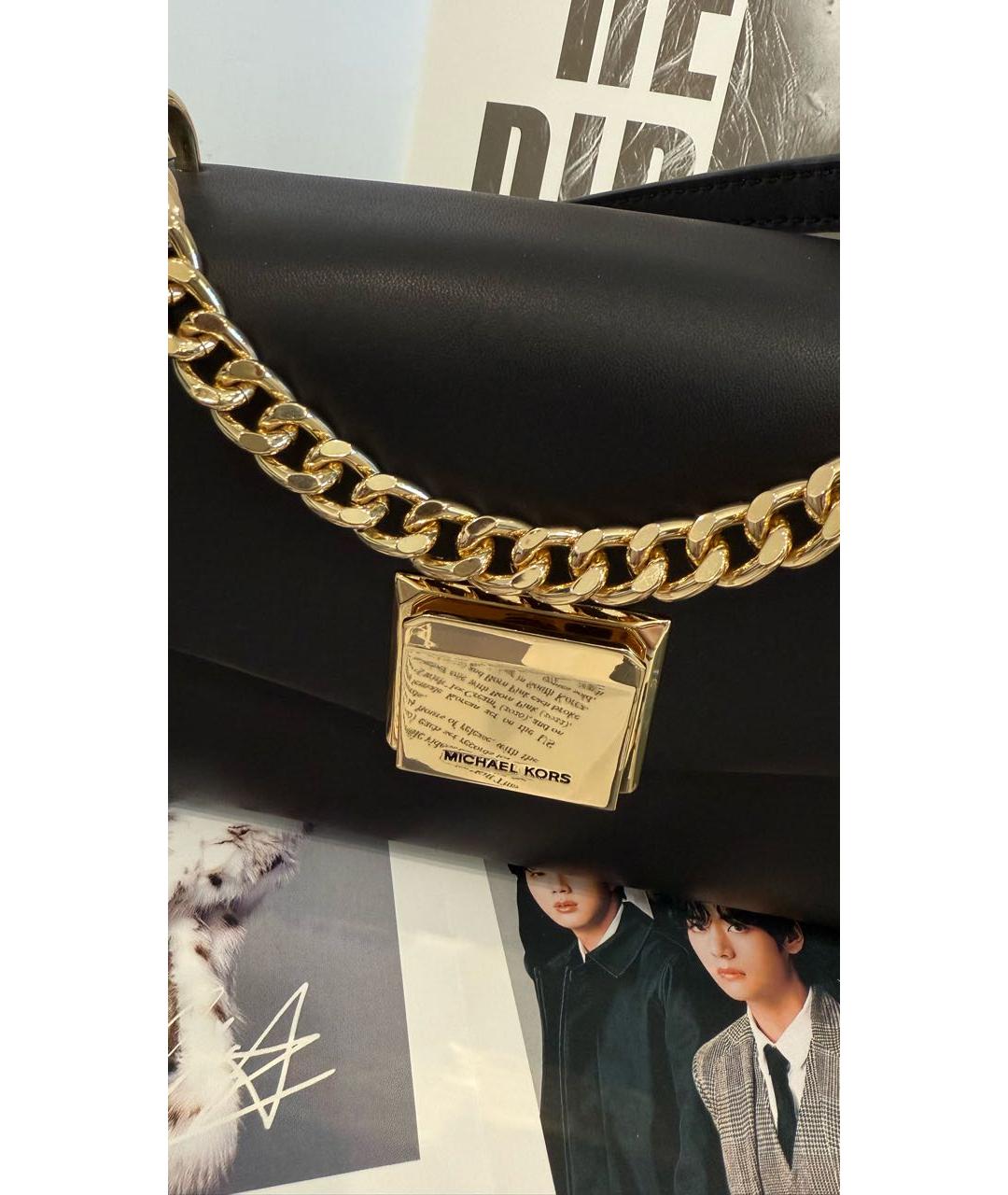 MICHAEL KORS Черная кожаная сумка через плечо, фото 4