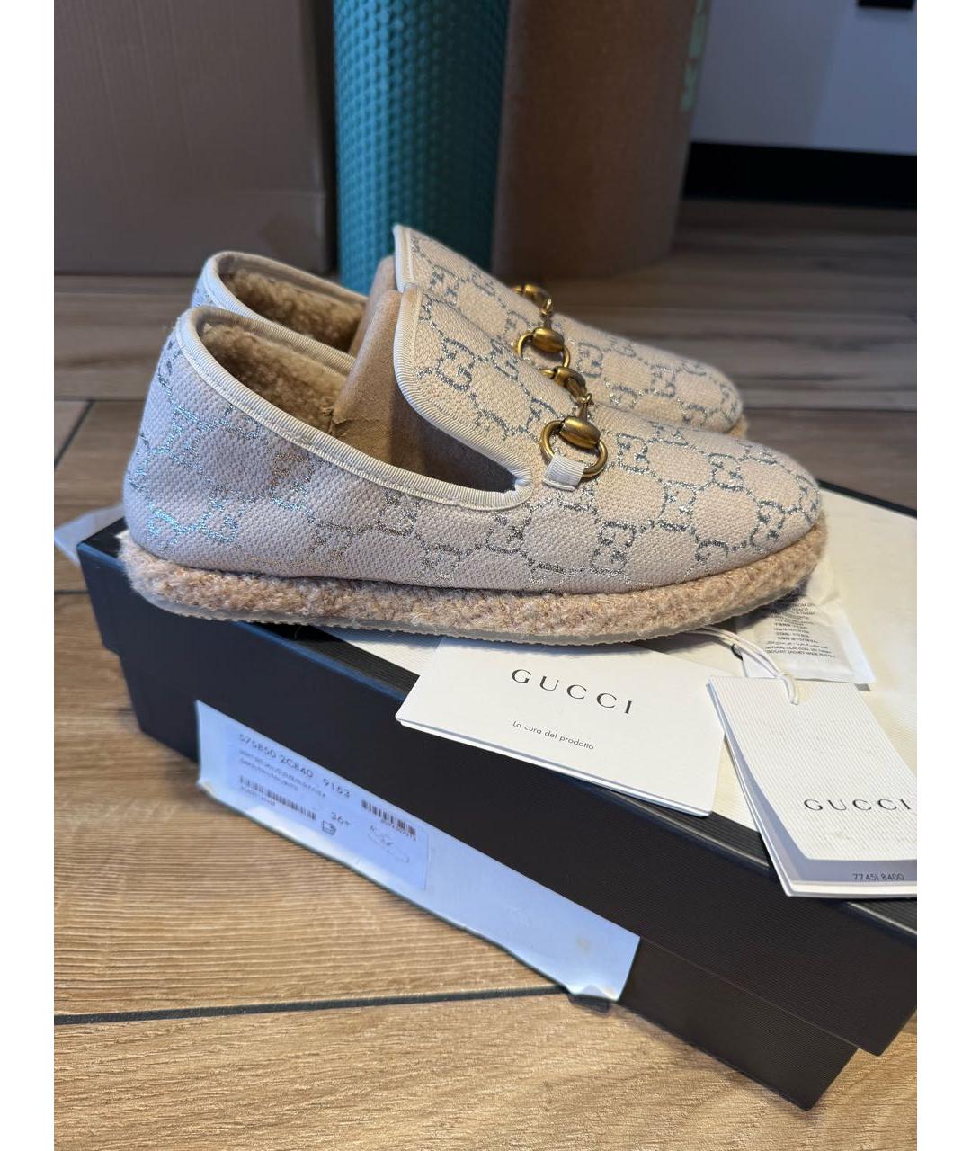 GUCCI Бежевые лоферы, фото 9