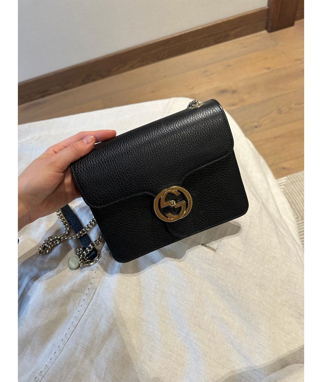 GUCCI Черная кожаная сумка через плечо, фото 3