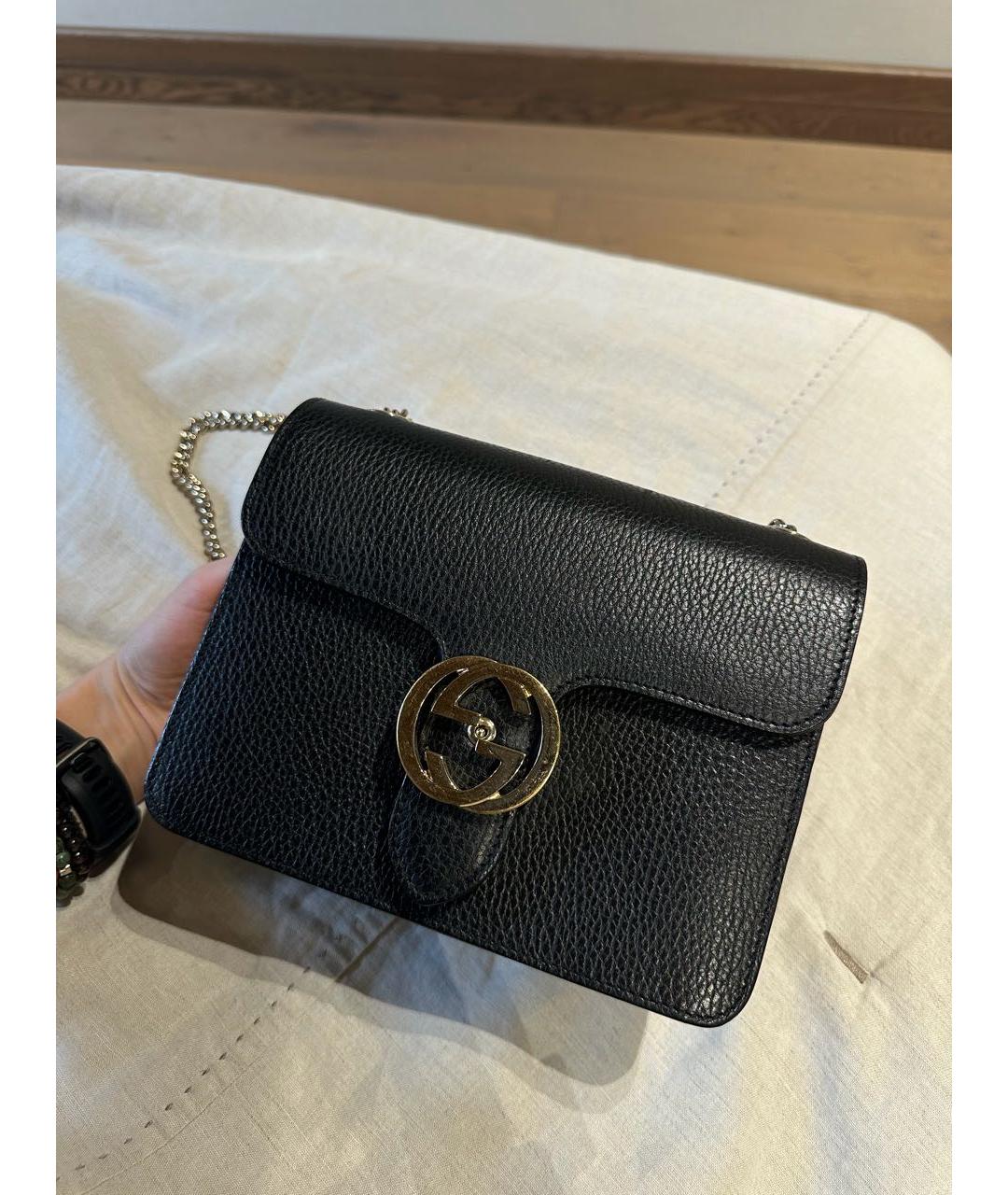 GUCCI Черная кожаная сумка через плечо, фото 9