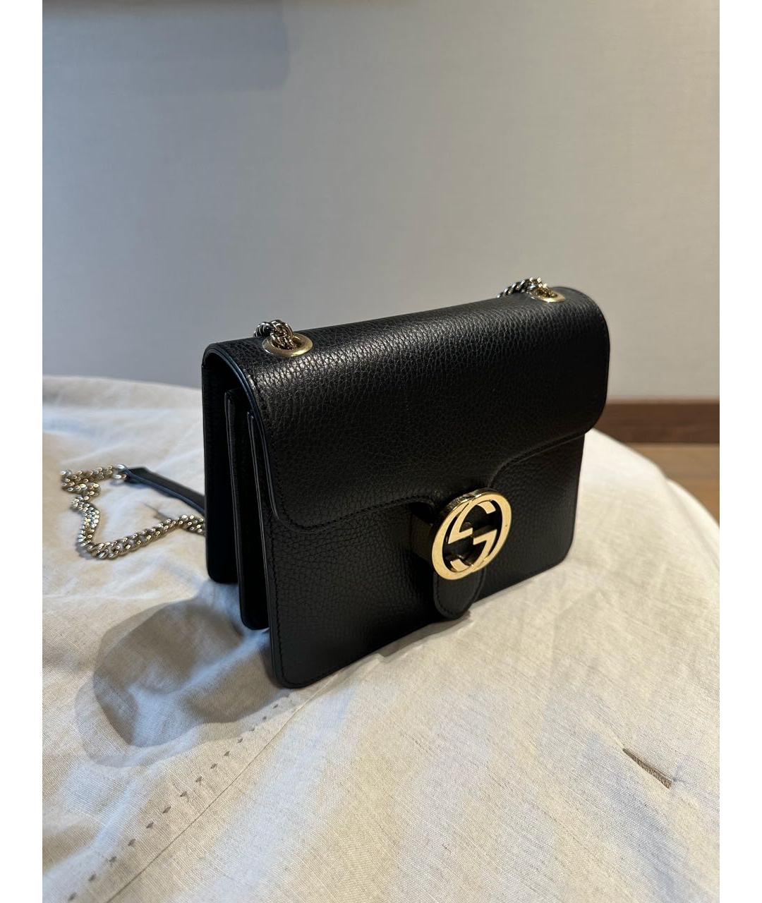 GUCCI Черная кожаная сумка через плечо, фото 2