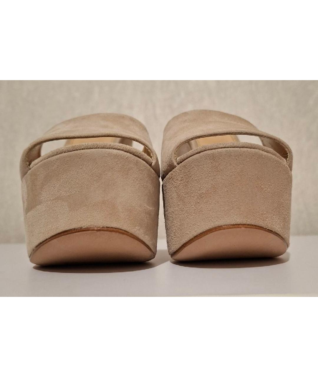 SERGIO ROSSI Бежевые замшевые мюли, фото 2