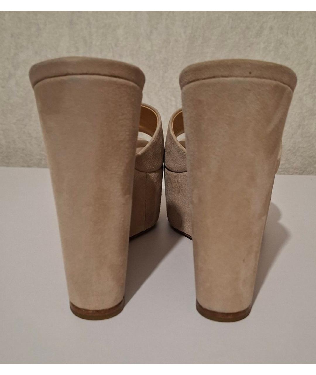 SERGIO ROSSI Бежевые замшевые мюли, фото 4