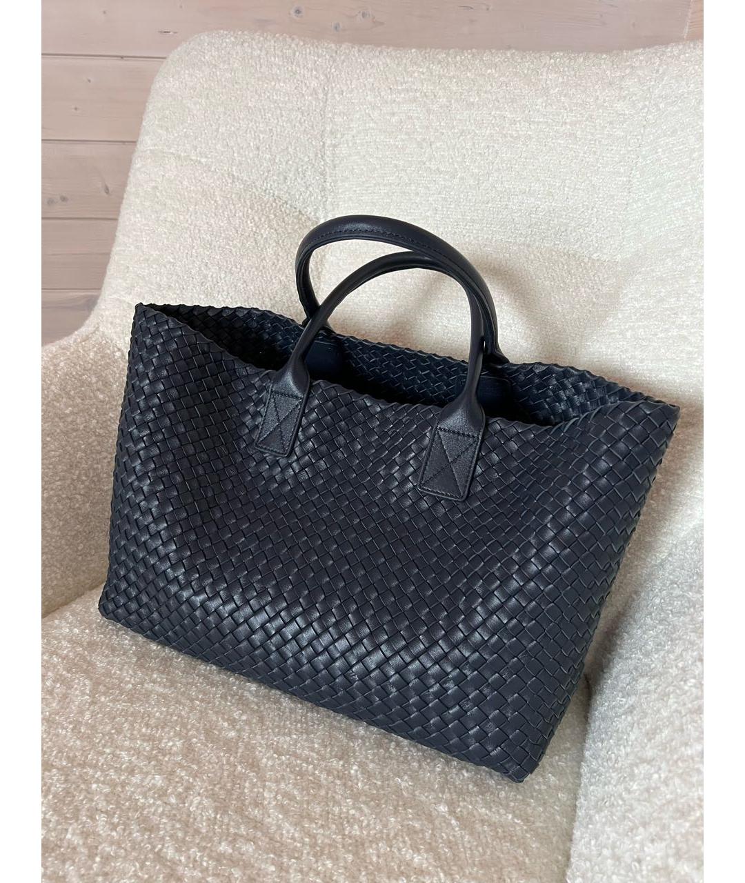 BOTTEGA VENETA Темно-синяя кожаная сумка тоут, фото 5