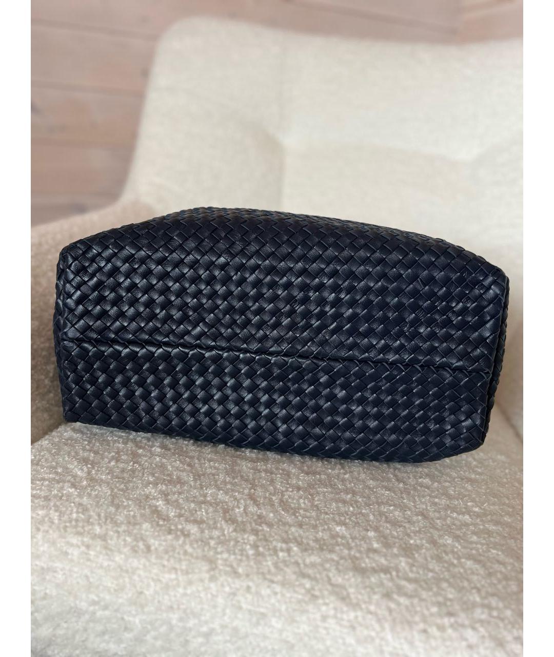 BOTTEGA VENETA Темно-синяя кожаная сумка тоут, фото 4