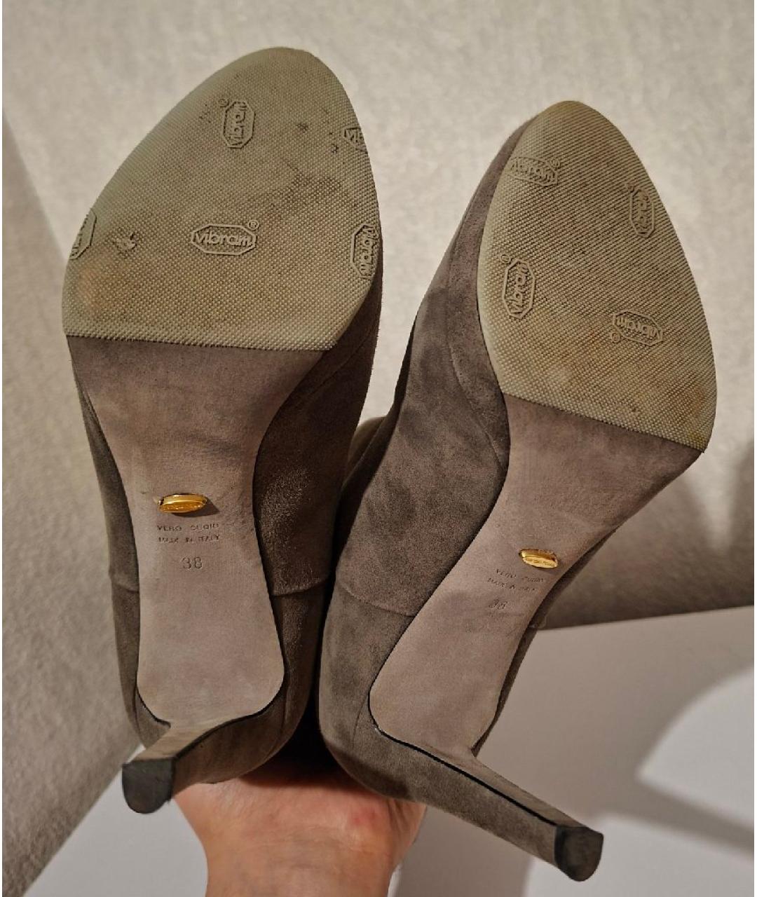 SERGIO ROSSI Серые замшевые сапоги, фото 4